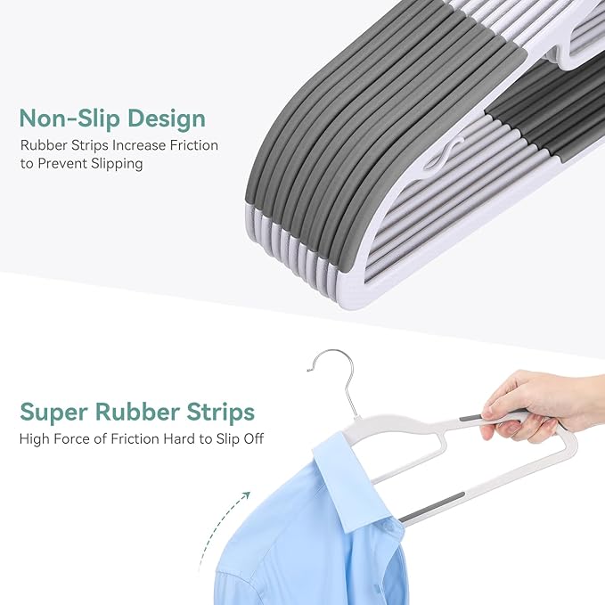 Coat Hangers 30 Pack, Plastic Clothes Hangers Non Slip - Image 5