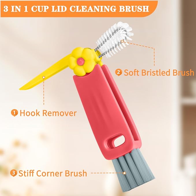 3 in 1 Cup Lid Gap Cleaning Brush Set, Mutipurpose Portable Cup Lid Gap Cleaner - Image 4