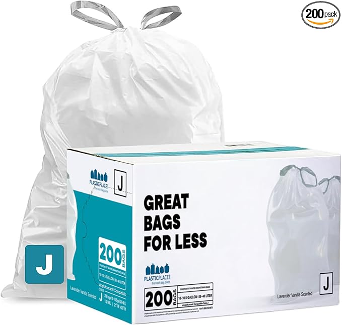 Plasticplace White Drawstring Lavender and Soft Vanilla Scented Garbage Can by Plasticplace