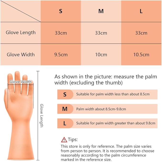 AUAUY Reusable Kitchen Dishwashing Gloves, Rubber Household Cleaning Gloves - Image 2