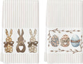 Artoid Mode Stripe Rabbit Bunny Eggs Easter Kitchen Towels Dish Towels by ArtoidMode