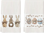 Artoid Mode Stripe Rabbit Bunny Eggs Easter Kitchen Towels Dish Towels by ArtoidMode