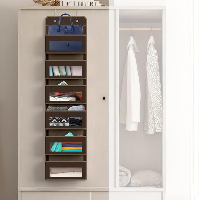 Simple Houseware 6 Clear Window Pocket Over Closet Door Storage Hanging - Image 4