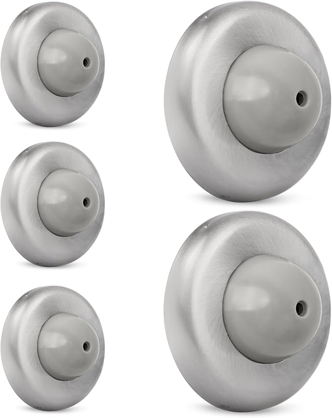 5 Pack Convex Wall Door Bumper Stop Brushed Satin Nickel – 2-1/2” Outside by KOVOSCH