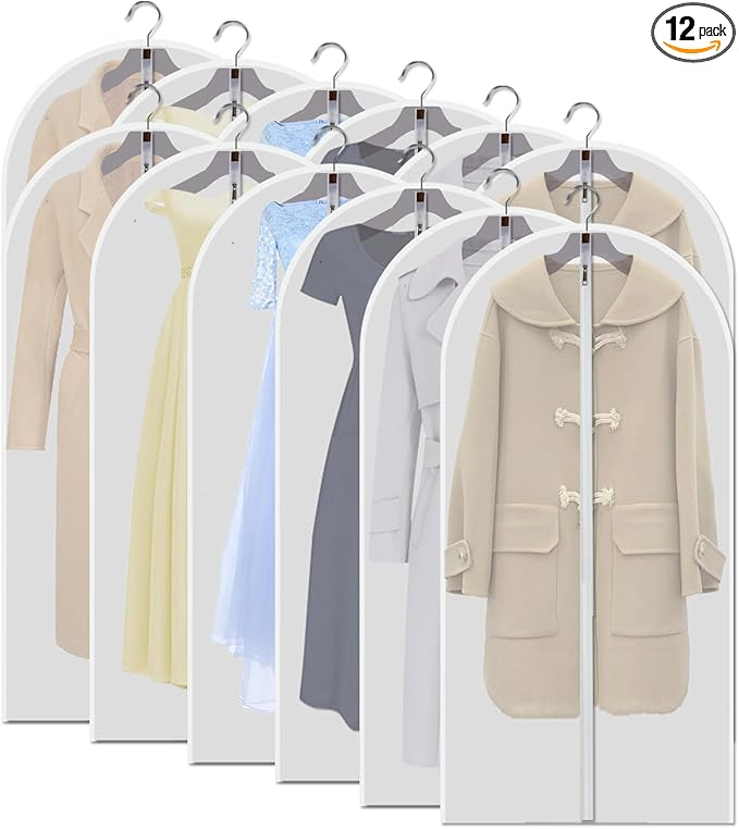 12-Pack 48-Inch Clear Garment Bags by VOSIGREEN