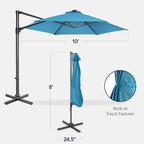 Best Choice Products 10ft Offset Cantilever Hanging Market Patio Umbrella, Smooth 360° Rotation, 8 Sturdy Ribs, Easy Adjustment - Sky Blue - Image 2
