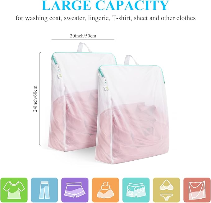 OTraki 20x24 Inch Laundry Bags Mesh Wash Bags 2 Pack Delicates Bag Lingerie - Image 9