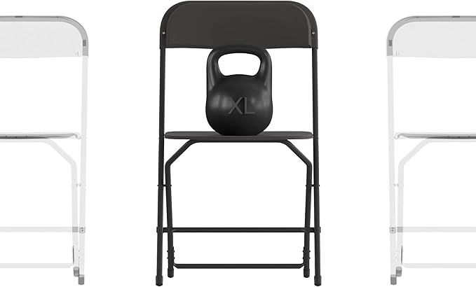 Flash Furniture Hercules Series Big & Tall Stackable Plastic Folding Chairs, Extra Wide Commercial Event Seats, Set of 4, Black by FlashFurniture