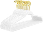 MIZGI White Velvet Hangers 50 Pack, Premium Gold Clothes Hangers Non-Slip Felt by MIZGI