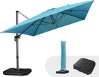 PURPLE LEAF 10'×13' Patio Umbrella with Base Included and Cover Outdoor Umbrella with Cover Extra Large Heavy Duty Cantilever Umbrella Turquoise Blue by PURPLELEAF