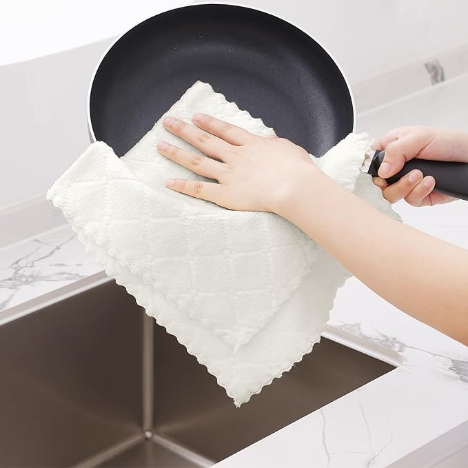 Homaxy 12 Pack Dish Towels for Kitchen, Super Soft and Absorbent Coral Velvet - Image 4