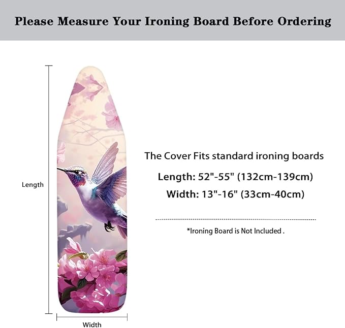 Hummingbird Flower Ironing Board Cover and Pad Standard Size Padding Decorative - Image 6