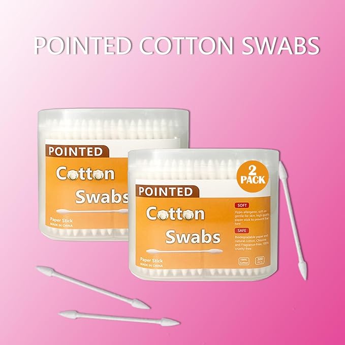 600PCS Precision Tips Cotton Swabs, Pointed Tips Makeup Tools, Household - Image 2