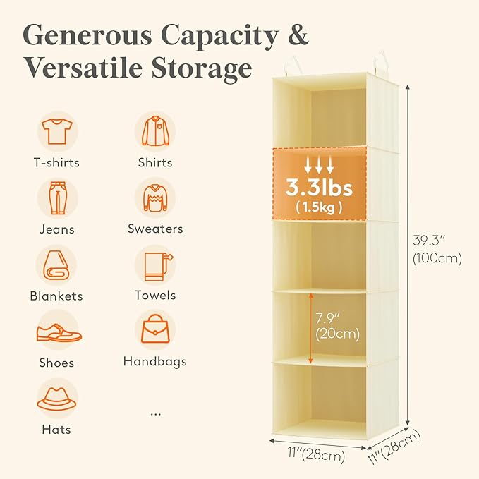 Lifewit 5 Tier Hanging Closet Organizer and Storage - Image 3