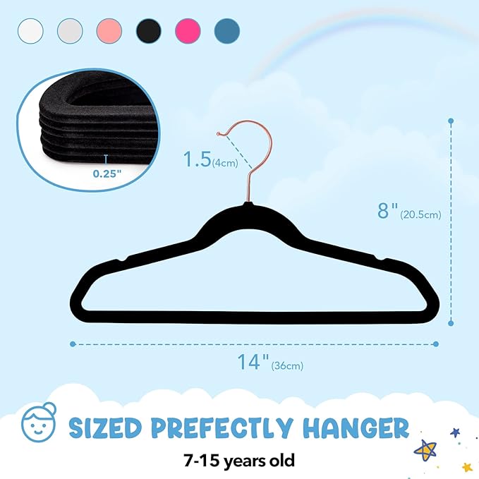 House Day Velvet Kids Hangers 60 Pack, Premium Children Hangers - Image 7