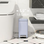 Slim Bathroom Trash Can with Lid Soft Close, 1.6 Gallon Stainless Steel Garbage - Image 2