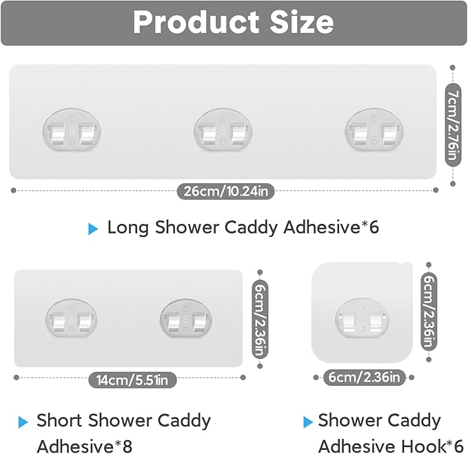 Lsnisni 20 Pack Shower Caddy Adhesive Replacement, Strong Adhesive Hooks - Image 2