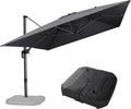PURPLE LEAF 10' X 13' Patio Umbrella with Base Outdoor Cantilever Rectangle Offset Umbrella with 360-degree Rotation for Garden Deck Pool Patio Grey by PURPLELEAF