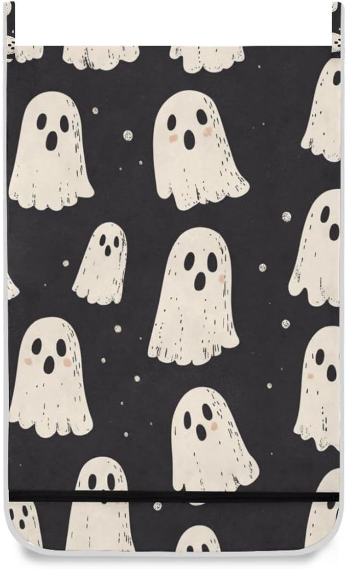 Cute Halloween Ghost Black Hanging Laundry Hamper Door Hampers Bag Basket - Image 2