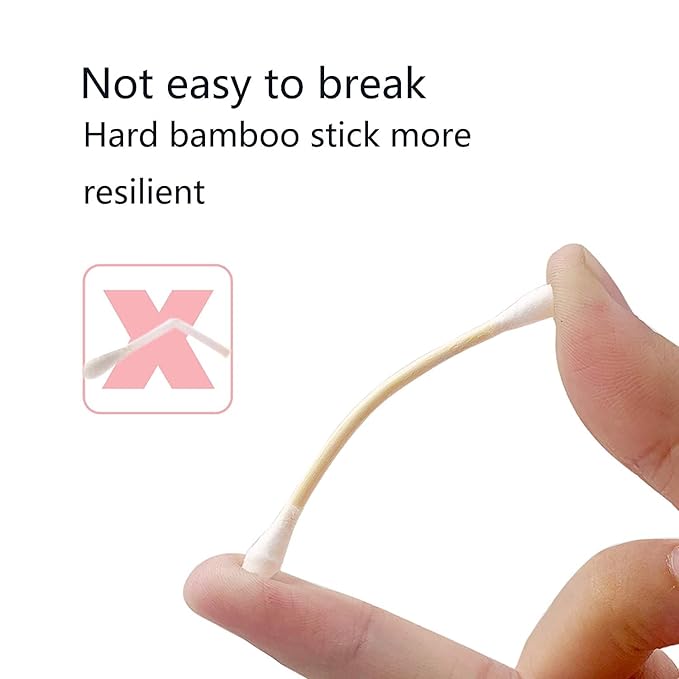 Cotton Swabs with Wooden Sticks/Double Tipped Natural Bamboo Cotton Buds 900pcs - Image 3