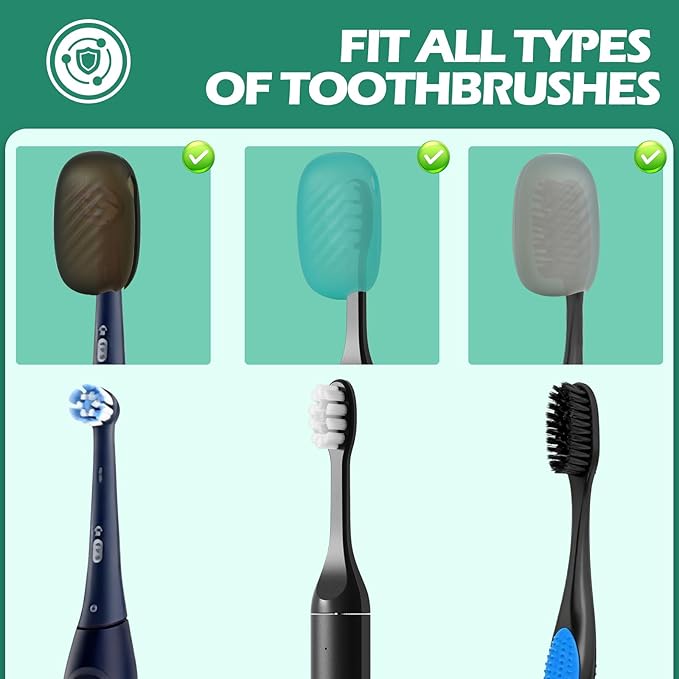 6 Packs Silicone Toothbrush Covers, Tooth Brush Cover Cap - Image 2