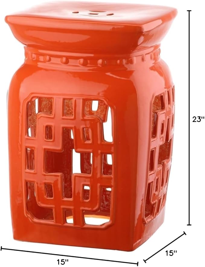 Safavieh Beijing Filigree Ceramic Decorative Garden Stool, Orange - Image 3