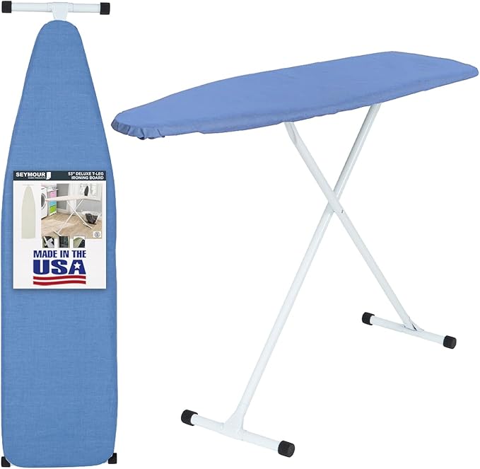 Full Size Ironing Board with Cover & Pad – USA-Made with Enhanced Grip Feet by Seymour+Home+Products