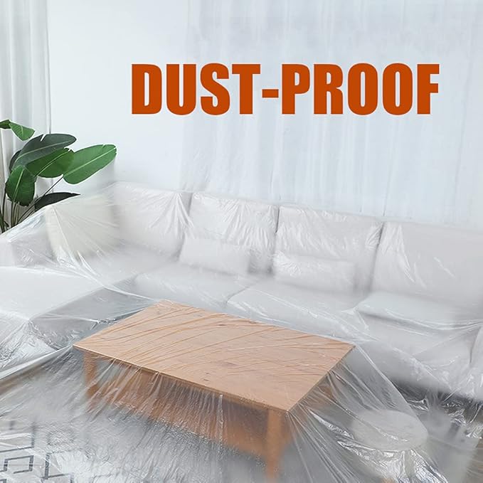 10 Pieces Plastic Drop Sheets for Painting, Waterproof and Dust-Proof Clear - Image 6
