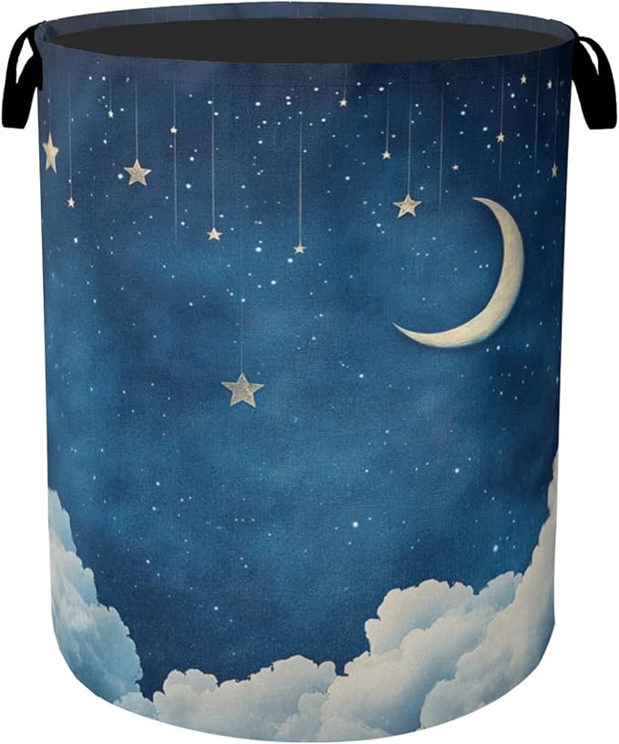 Starry Stars Moon Laundry Basket by Gearsly