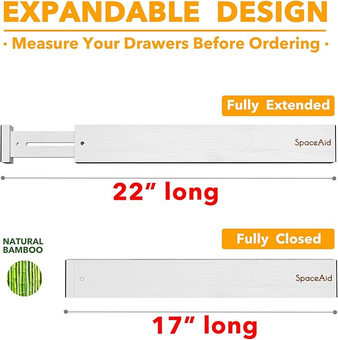 SpaceAid 4 Pack Bamboo Drawer Dividers - Image 3