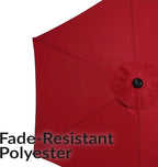 Sunnydaze Outdoor Patio Umbrella - Polyester Table Market Umbrella with Push-Button Tilt and Crank - 6 Sturdy Ribs - Red - 7.5ft - Image 4