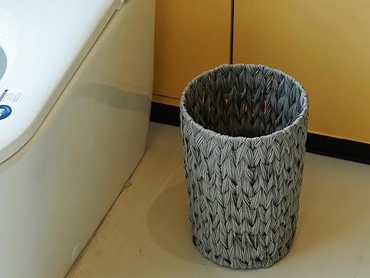 Wicker Trash Can, Small Bathroom Trash Can, Waterproof Wicker Waste Basket - Image 8