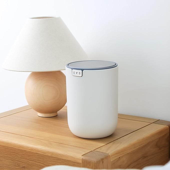 EKO Mini Desk Trash Can with Swing-Top Lid 0.4 Gallon Small Table Round - Image 5