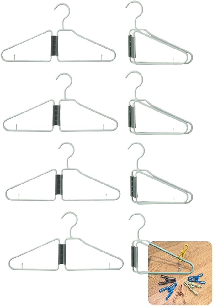 8 Pcs Foldable Hangers, Plastic Collapsible Hangers, Portable Folding Clothes by Unknown