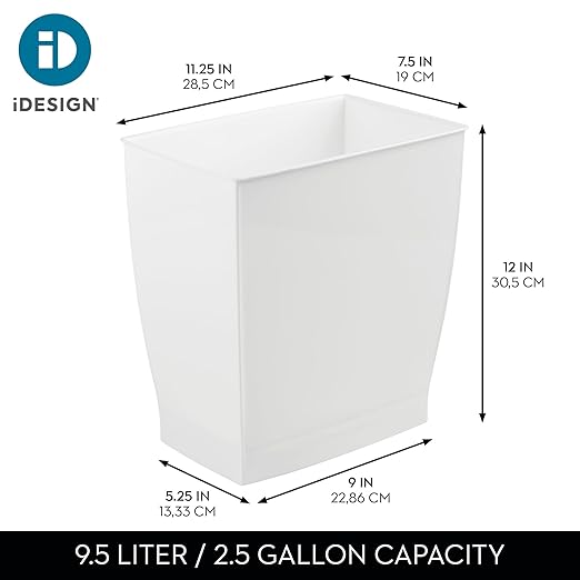 iDesign Small Plastic Bathroom Trash Can, Slim Rectangle Garbage Bin - Image 4