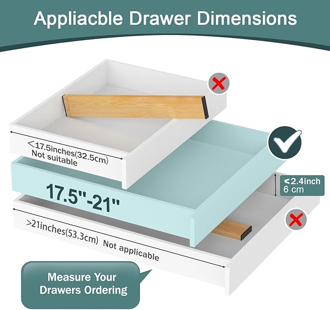 Lzerking Kitchen Drawer Dividers 4 Pack, Adjustable Bamboo Drawer Organizer - Image 4