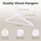 FairyHaus Wooden Hangers 30 Pack White, Slim Wood Coat Suits Hanger - Image 7