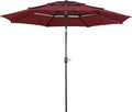 Yaheetech 3 Tier Patio Umbrella 10ft Vented Outdoor Large Market Table Umbrella with 8 Sturdy Ribs & 1.5" Umbrellla Pole, Double-layer Cloth & Push-button Tilting & Crank for Pool/Garden/Lawn Burgundy by Yaheetech