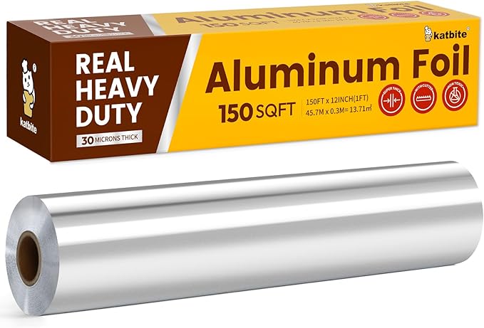 Katbite Aluminum Foil Roll, Heavy Duty 12inx150ft, 30 Micron Thick Strong Foils by katbite