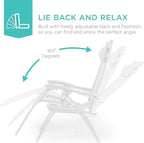 Best Choice Products Set of 2 Adjustable Steel Mesh Zero Gravity Lounge Chair Recliners w/Pillows and Cup Holder Trays - Snow - Image 3