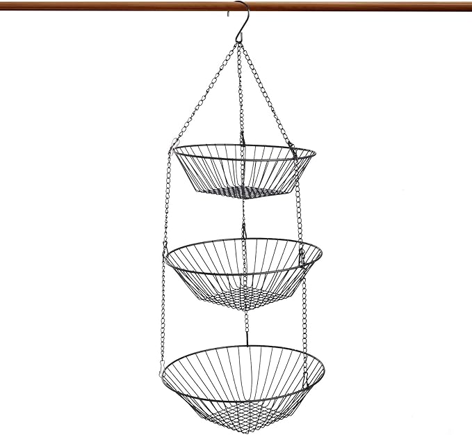 3-Tier Wire Fruit Hanging Basket 2 Packs, non-Punching Wall Hanging Storage - Image 9