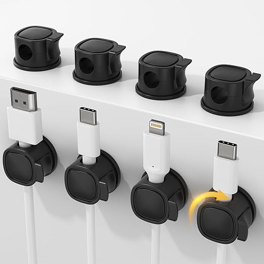 8Pack Rotatable Cord Organizer, INCHOR Cable Organizer, Spring Cable Clips by INCHOR