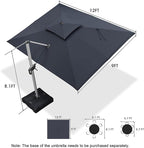 PURPLE LEAF 9' X 12' Patio Umbrella Outdoor Rectangle Umbrella Large Cantilever Umbrella Windproof Offset Heavy Duty Sun for Garden Deck Pool Patio, Grey - Image 8
