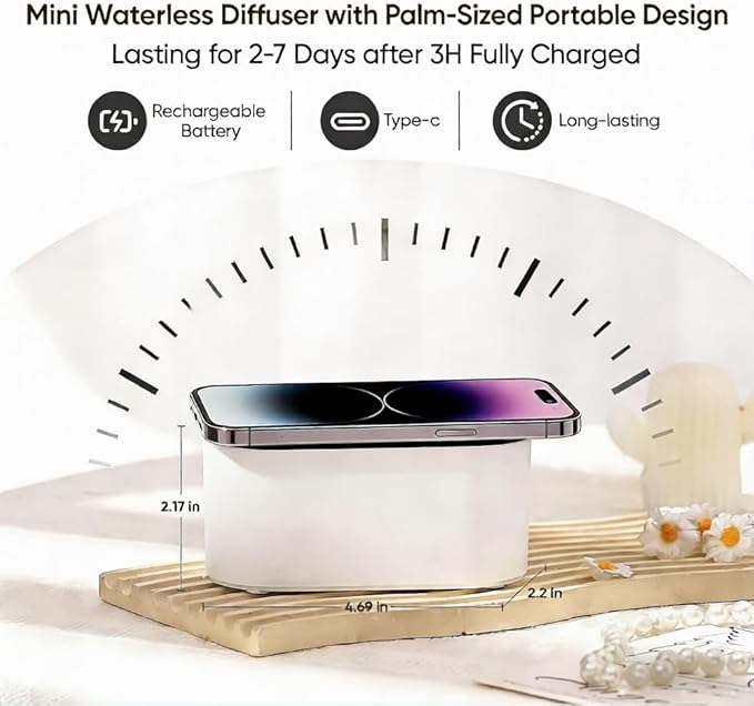 Waterless Diffuser for Essential Oil, Battery Operated Scent Air Aromatherapy - Image 4
