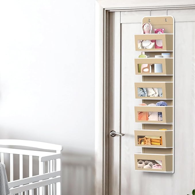 Simple Houseware 6 Clear Window Pocket Over Closet Door Storage Hanging - Image 6