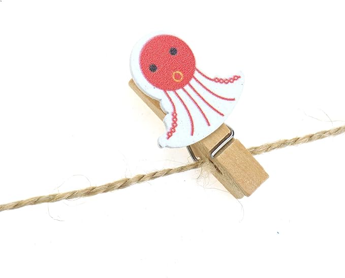 Bitray Mini Wooden Clothespins Cute Ocean Animals Wooden Clips Multi-Function - Image 5