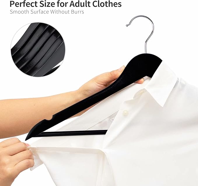 ELONG HOME Solid Wooden Hangers 30 Pack, Wood Suit Hangers - Image 3