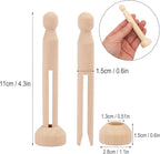 120 PCS Wood Doll Pins, Unfinished Doll Clothespins, Wood Clothespins and Stands - Image 2