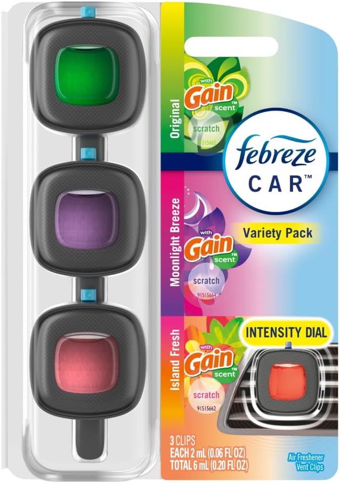 Febreze Car Air Freshener, Odor-Fighting Automotive Vent Clip, Mixed Gain Scent - Image 9