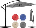 OLIXIS 9.7FT Offset Patio Umbrella with Base, Cantilever Table Umbrellas for Outdoor Sun Shade UV Protection with Easy Tilt Adjustment, 8 Ribs for Backyard, Lawn, Garden, Pool - Grey by OLIXIS